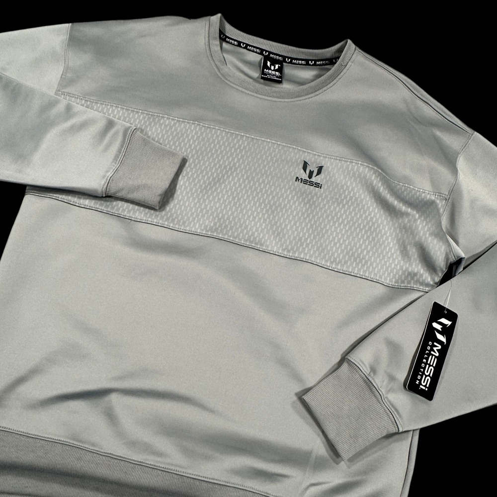 Messi‎ Collection Crewneck Sweatshirt Mens M Grey Performance Soccer Sport NEW